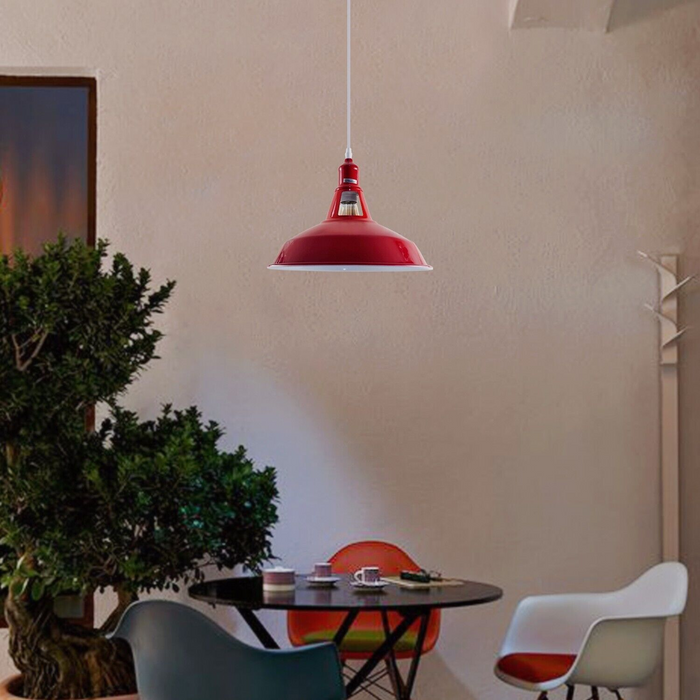 Industrial Vintage Modern Metal Retro  E27 Ceiling Red Barn Slotted Pendant Shade