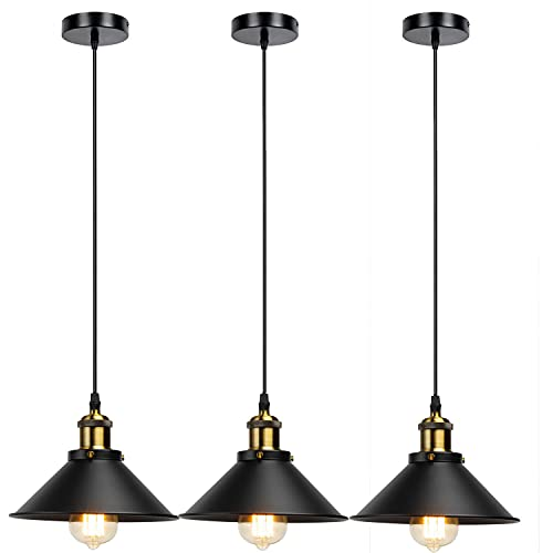 3 Pack Pendant Lamp Cage Hanging Ceiling Light E27 Holder Fitting with 10cm Ceiling Plate Indoor Light