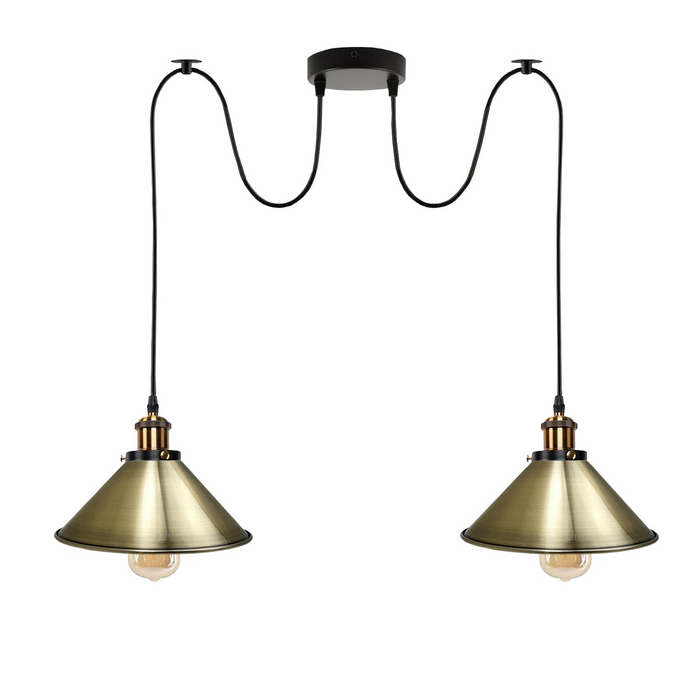 Green Brass 2 Way Retro Industrial Ceiling E27 Hanging Lamp Pendant Light