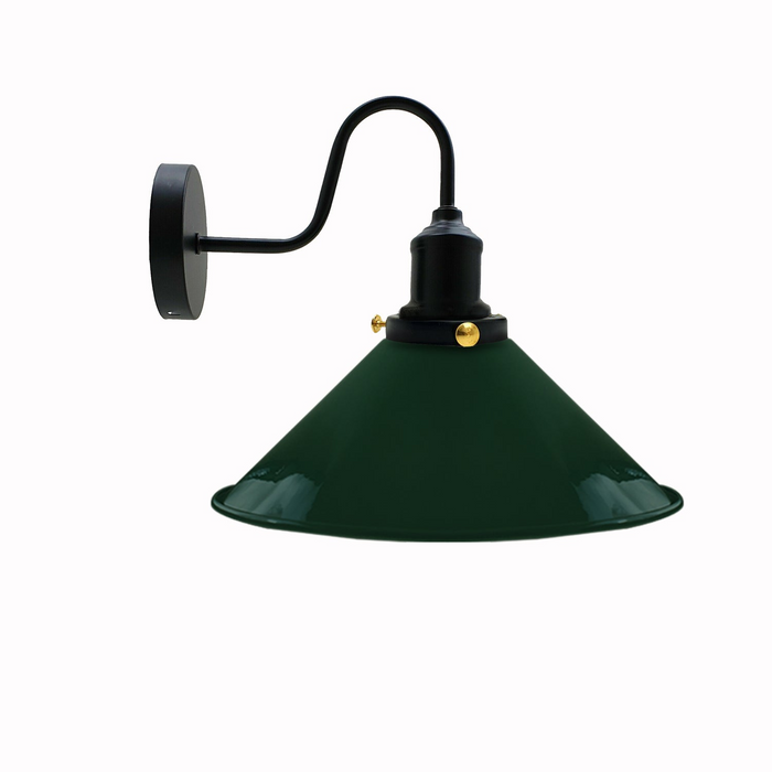 Industrial Vintage Green colour Swan Neck Wall Light Indoor Sconce Metal Cone Shape Shade