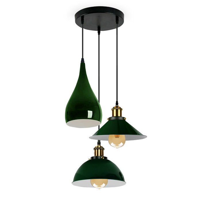 Green Modern 3 Head Metal Hanging Light Shade Ceiling Pendant Light