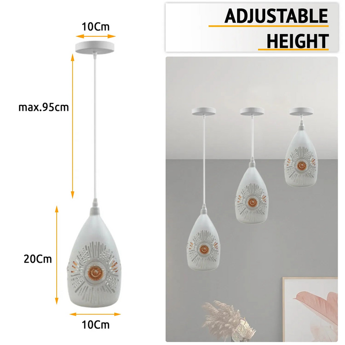 Ceiling Pendant Light, White Metal Shade Hanging Lights,E27 Lamp Holder