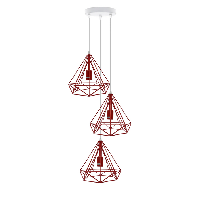 3 Head Round-E27 Hanging Light Cage Shade Loft Metal Ceiling Pendant Lamp