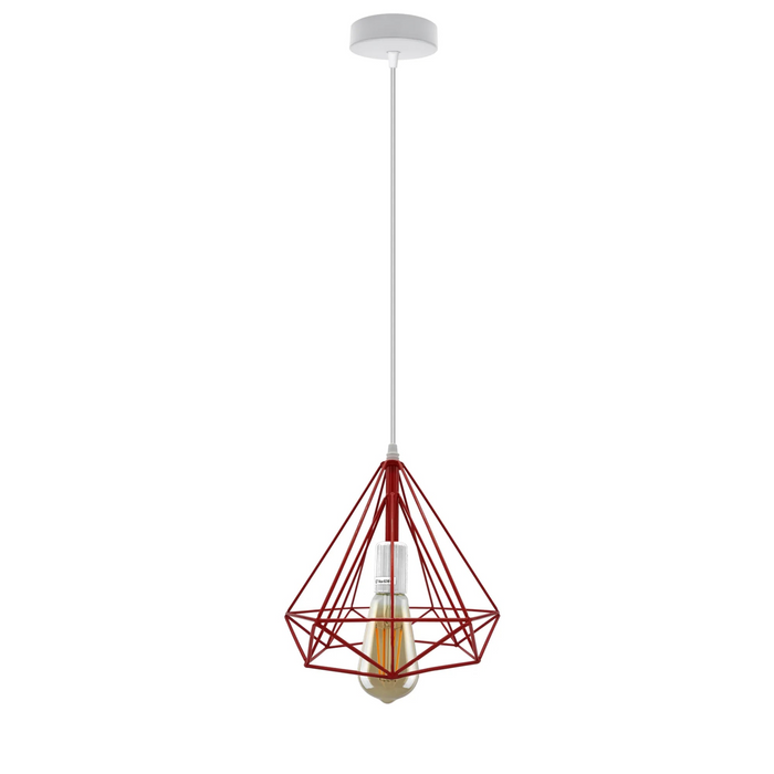 Red E27 Ceiling Hanging Light Cage Shade Loft Metal Ceiling Pendant Lamp~4202