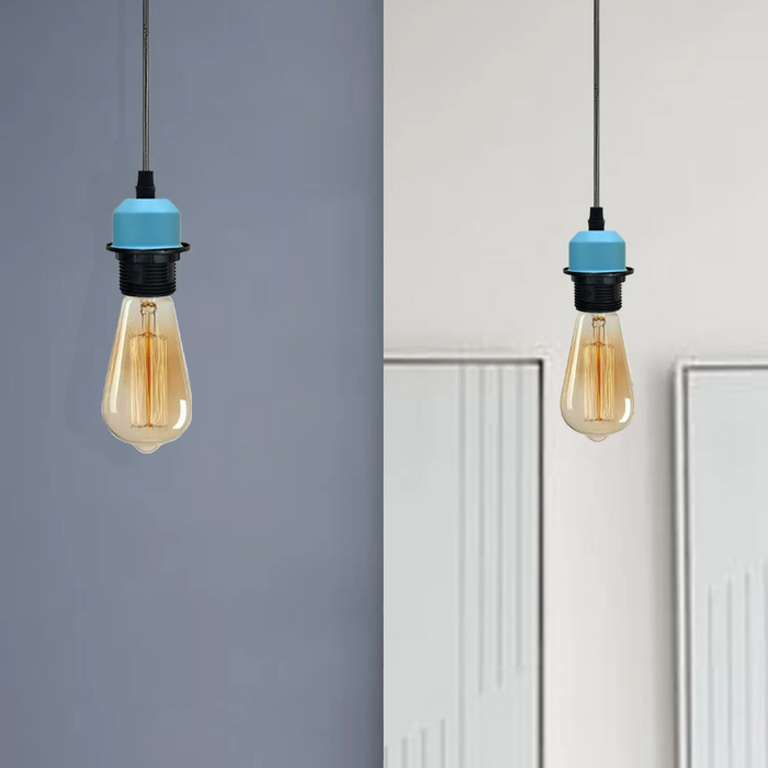 2Pack Blue Pendant Light,E27 Lamp Holder Ceiling Hanging Light,PVC Cable