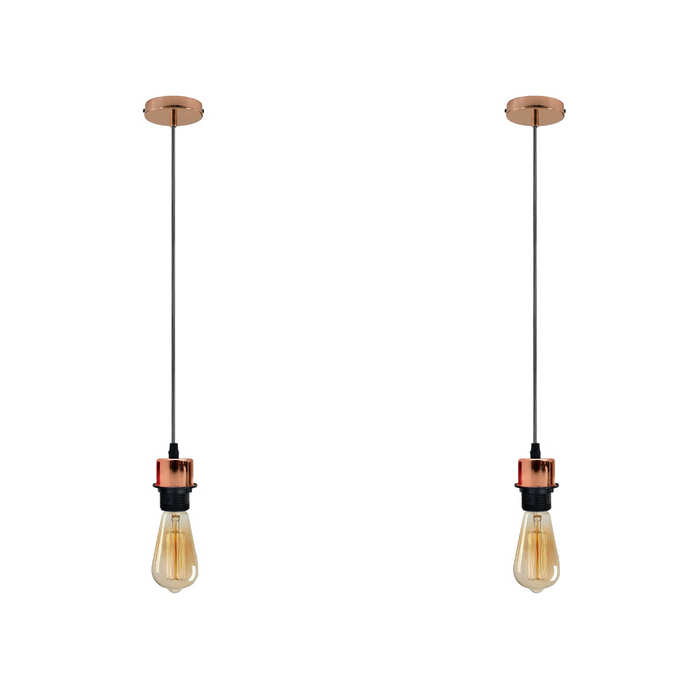 2Pack Rose Gold Pendant Light,E27 Lamp Holder Ceiling Hanging Light,PVC Cable
