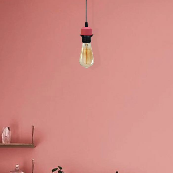 2Pack Pink Pendant Light,Lamp Holder Ceiling Hanging Light,with PVC Cable
