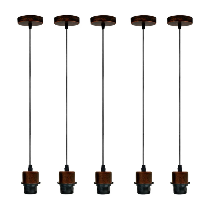 5Pack Rustic Red Pendant Light,E27 Lamp Holder Ceiling Hanging Light,PVC Cable