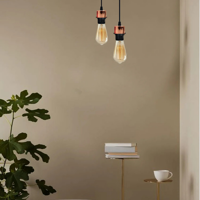 5Pack Rose Gold Pendant Light,E27 Lamp Holder Ceiling Hanging Light,PVC Cable