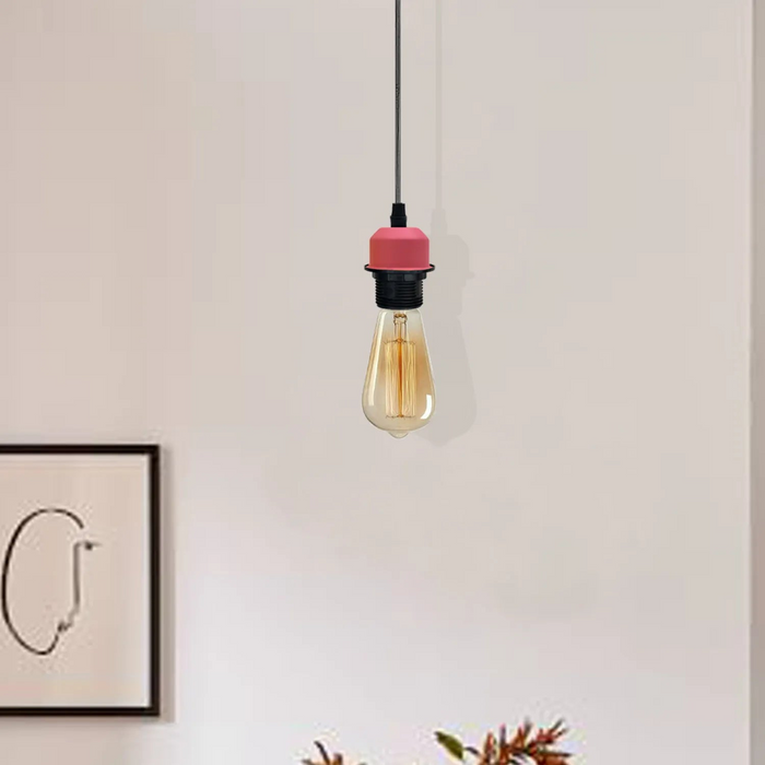 5 Pack Pink Pendant Light ,E27 Lamp Holder Ceiling Hanging Light,PVC Cable