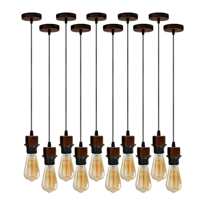 10Pack Rustic Red Pendant Light,E27 Lamp Holder Hanging Light,PVC Cable