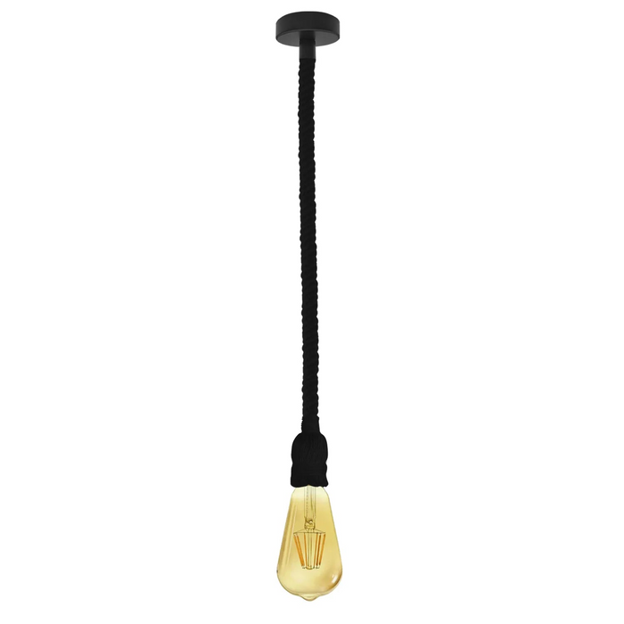 Ceiling Pendant Light 1m Black Colour Hemp Rope,E27 Suspension Lamp Holder