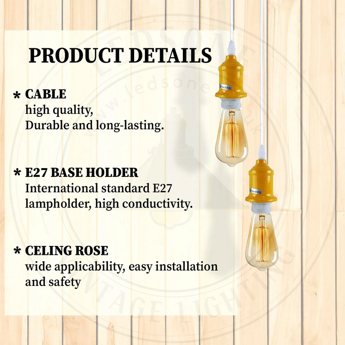 2 Pack Industrial Pendant Light Fitting,Lamp Holder Ceiling Hanging Light