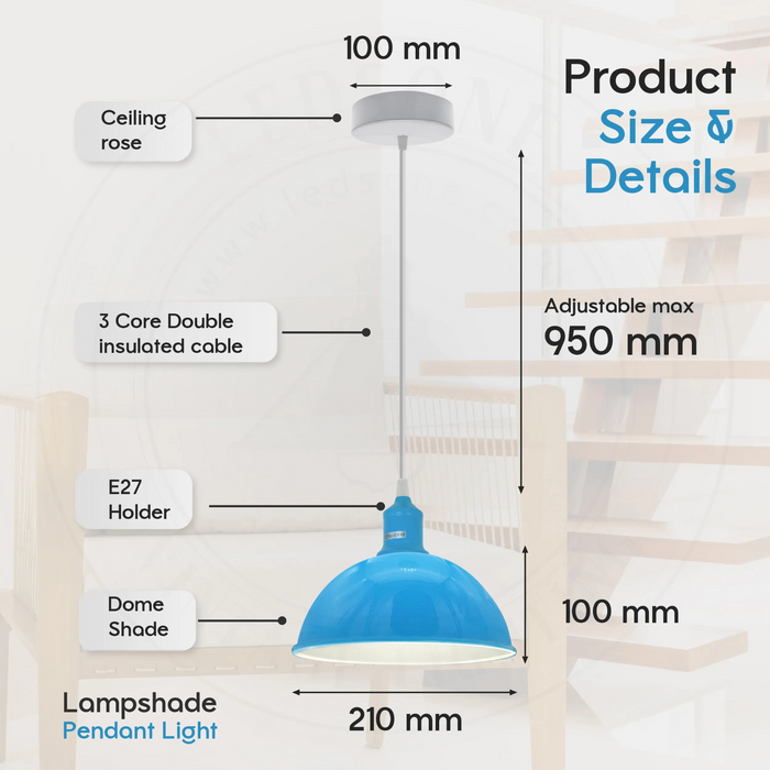 Modern Industrial Blue Ceiling Pendant Light with Ceiling Lighting Shade