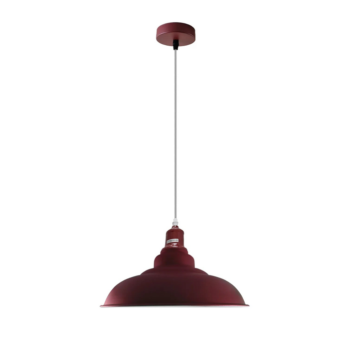 Modern Bowl Burgundy Hanging Pendant Ceiling Lamp, Metal Light Shade