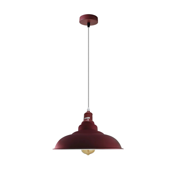 Modern Bowl Burgundy Hanging Pendant Ceiling Lamp, Metal Light Shade