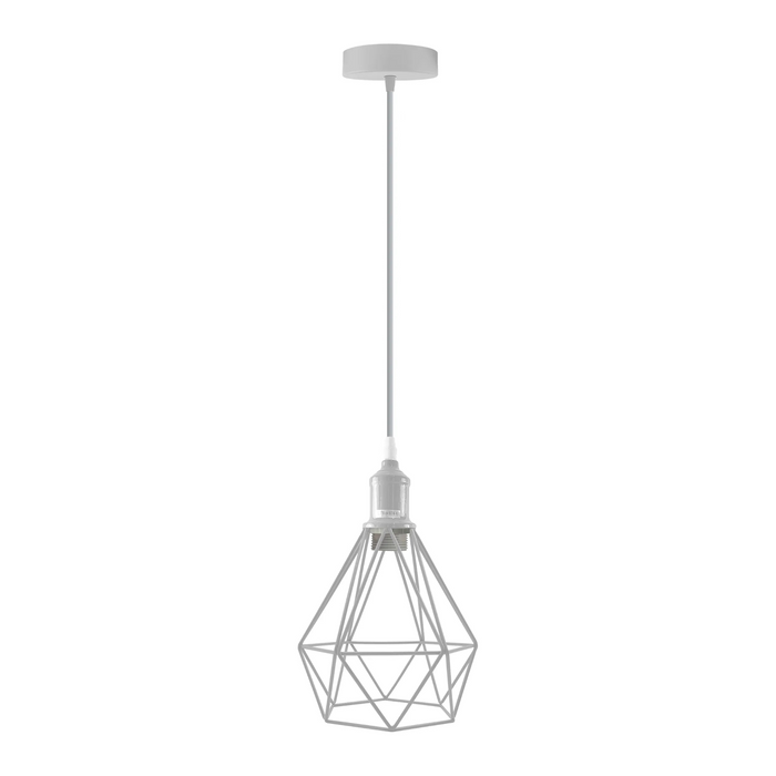 E27 White Hanging Light Cage Shade Loft Style Metal Ceiling Pendant Lamp