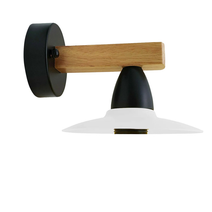 2Pack White LED Wall Light Sconce Wood,15cm Lamp Shade,E27 Lamp Holder