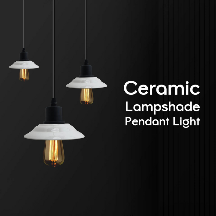 3 Way Ceramic Black and White Pendant Light Round Ceiling E27 Lamp Shade
