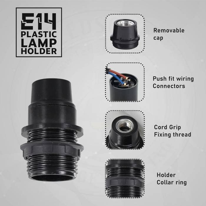 5 Pack E14 Socket Bulb Holder Edison Small Screw Black Plastic Lamp holder