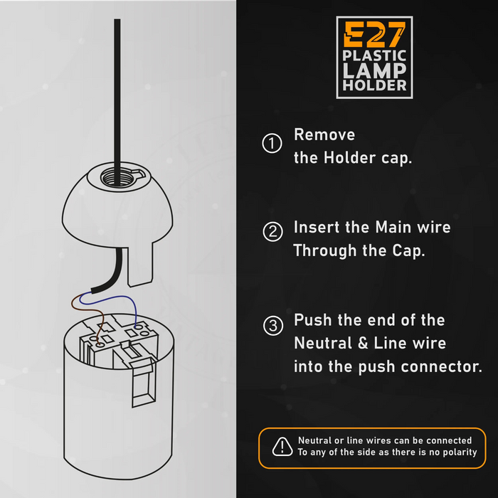 3Pack E27 Light Bulb Pendant Socket Holder Screw Black Plastic Lamp holder