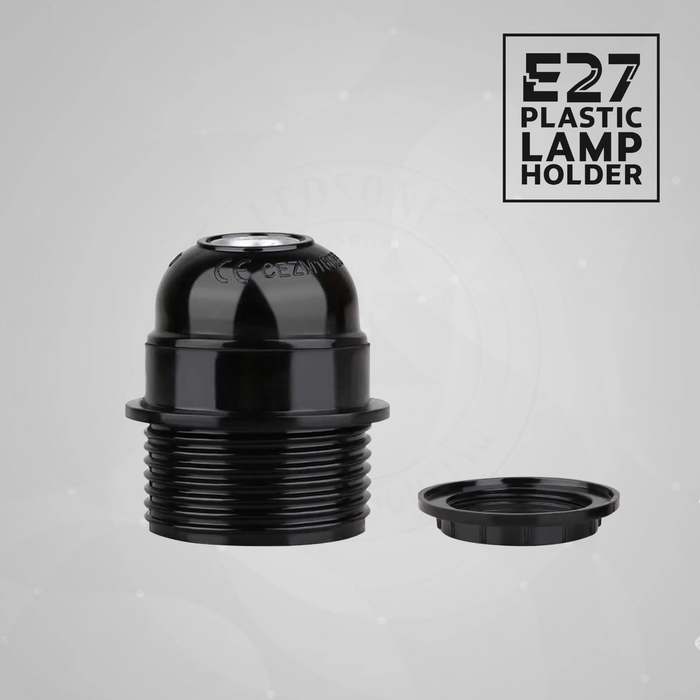 3Pack E27 Light Bulb Pendant Socket Holder,Screw Black Plastic Lamp holder