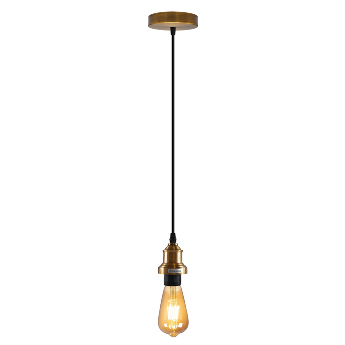 Industrial Yellow Brass Pendant Lighting with 95cm Adjustable Cord E27 Base