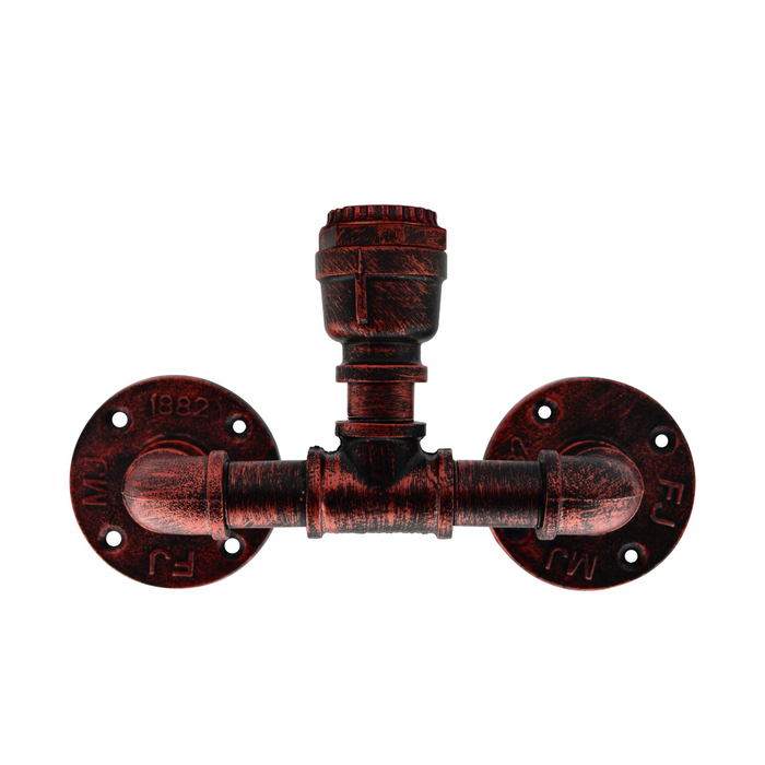 Steampunk Light E27 Rustic Red Retro Water Pipe Lamp Metal Wall Sconce