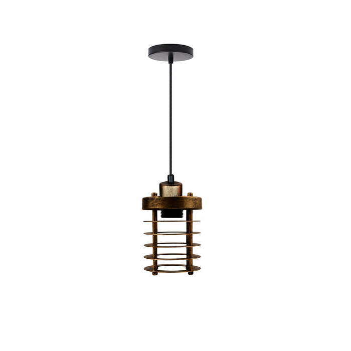 Modern Retro Step round Brushed Copper cage pendant light round ceiling base