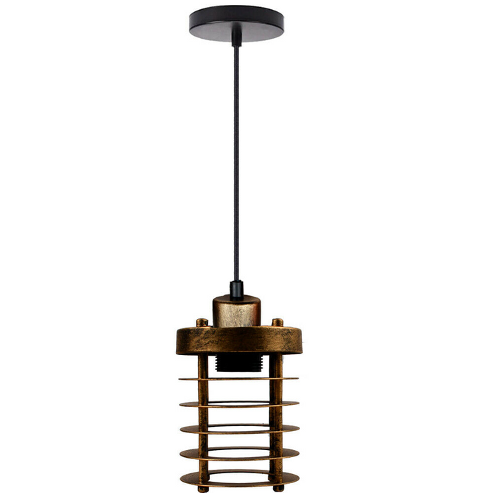 Modern Retro Step round Brushed Copper cage pendant light round ceiling base