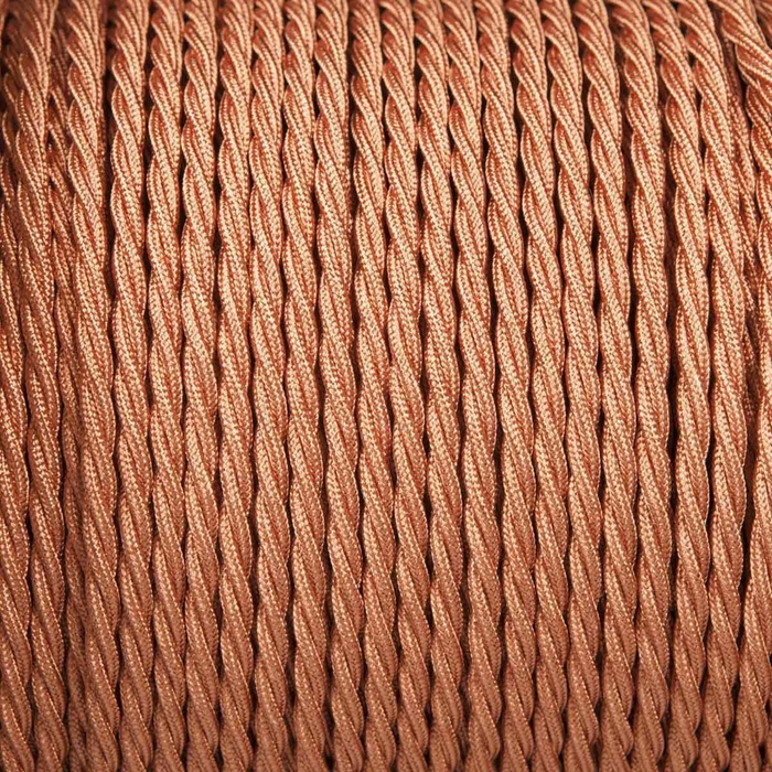 5m Rose Gold 2 Core Twisted Electric Fabric 0.75mm Cable