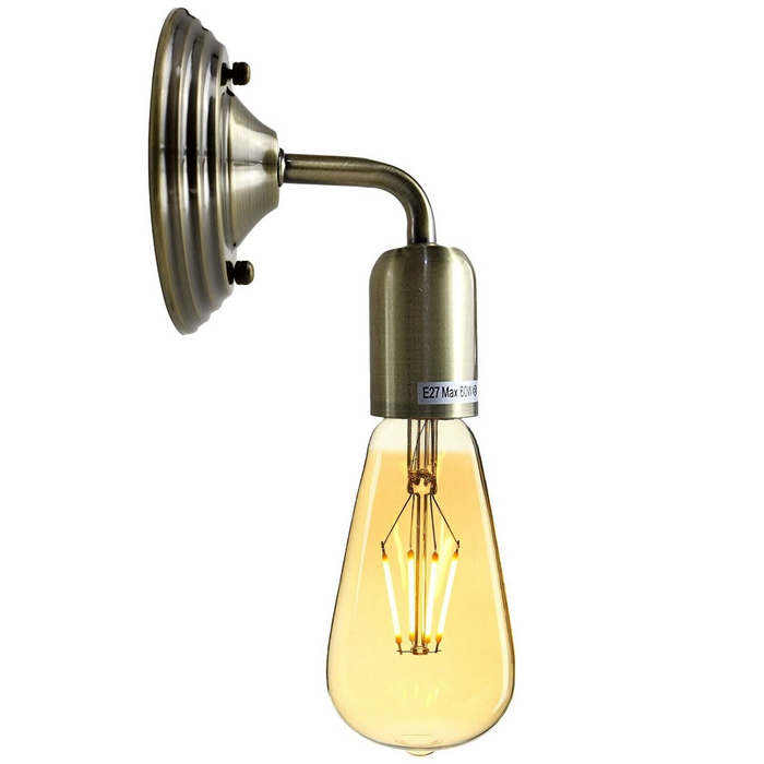 Industrial Vintage Retro Polished Sconce Green Brass Wall Light Lamp