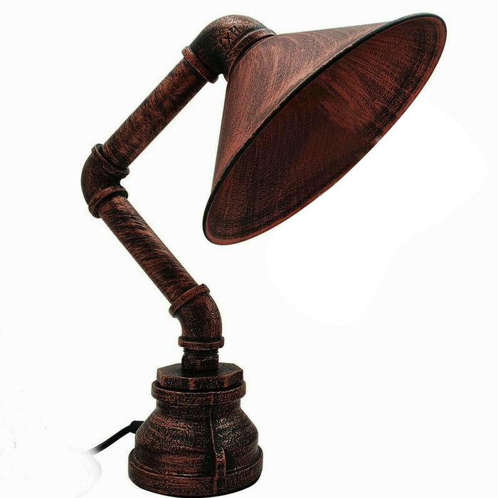 Industrial Table Lamp | Drew | Pipe Lighting | Brushed Copper