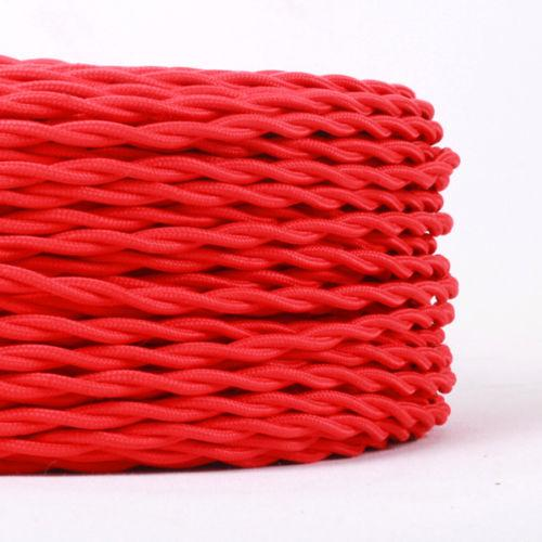 5m Red 2 Core Twisted Electric Fabric 0.75mm Cable
