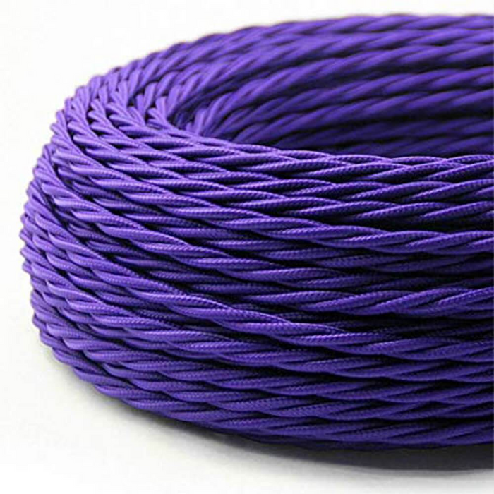 5m Purple 2 Core 8amp Twisted Electric Fabric 0.75mm Cable