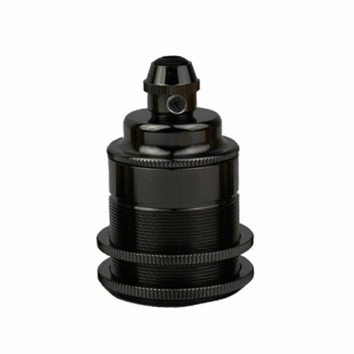 Threaded Holder Bright Black E27 Base Screw Thread Bulb Socket Lamp Holder