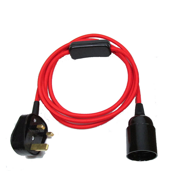 Red 2m Plug In Pendant Set Flex Cable With Holder