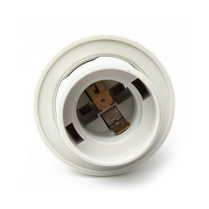 Edison E27 White Lamp Pendant Bulb Holder with Shade Ring & Cord Grip