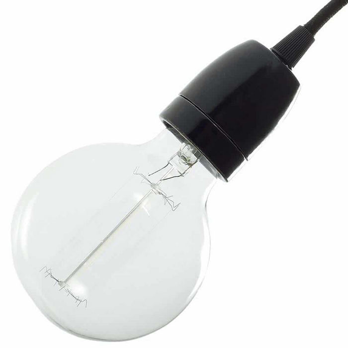 Vintage E27 Black Bulb Holder Industrial Retro Edison Porcelain Lamp Light Fitting