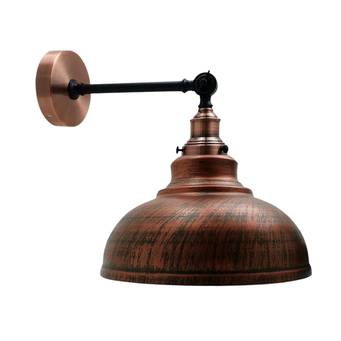 Rustic Red Metal Curvy Brushed Industrial Wall Mounted Wall Lamp Light