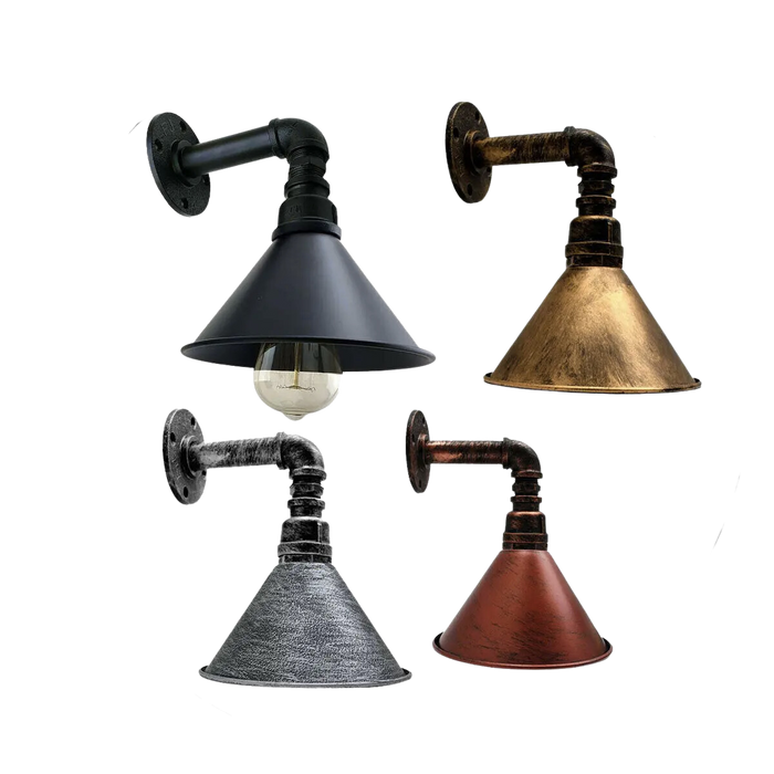 Modern Vintage Wall Mounted Light Sconce Lamp Indoor Fixture Cone Shape Metal Shade