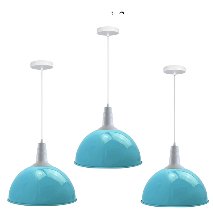 3 Pack Lampshade Vintage Industrial Metal Blue Ceiling Pendant Lights Shade