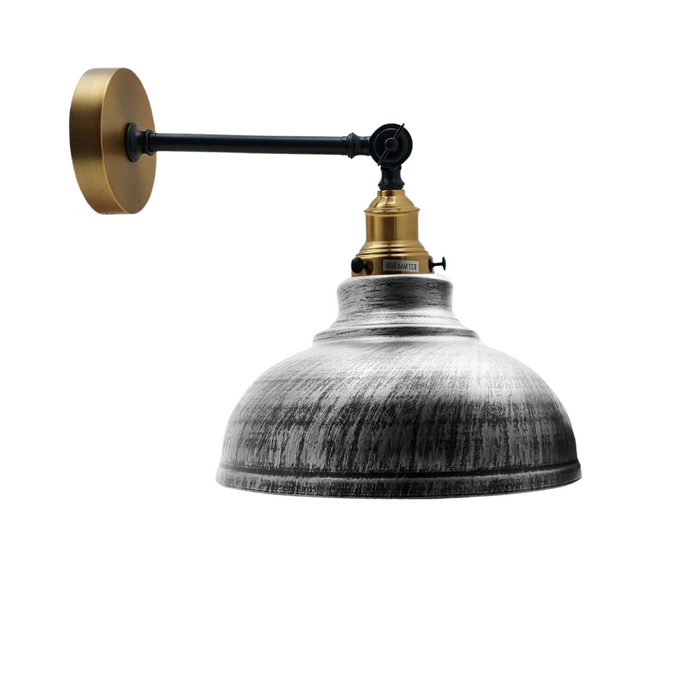 Brushed Silver Metal Curvy Brushed Industrial Wall Mounted Wall Lamp Light