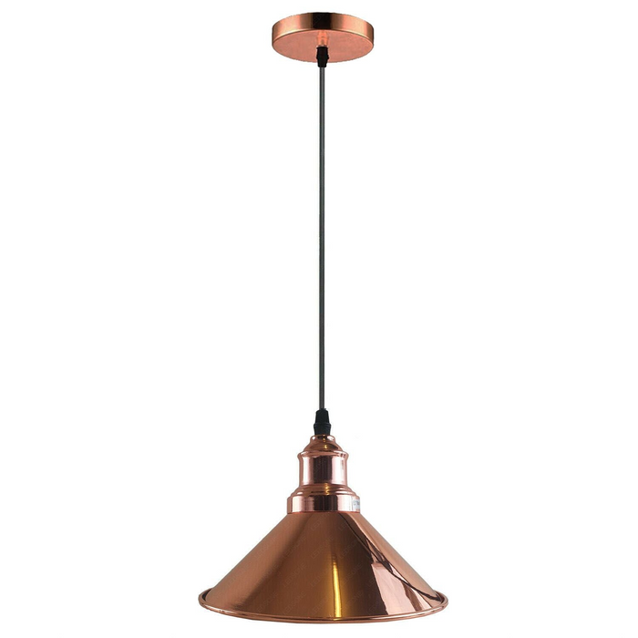 Industrial Vintage single ceiling Pendant Lighting Metal cone Rose Gold Lampshade E27 UK Holder