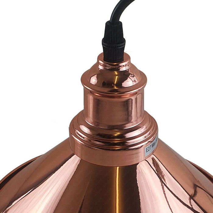 Industrial Vintage single ceiling Pendant Lighting Metal cone Rose Gold Lampshade E27 UK Holder
