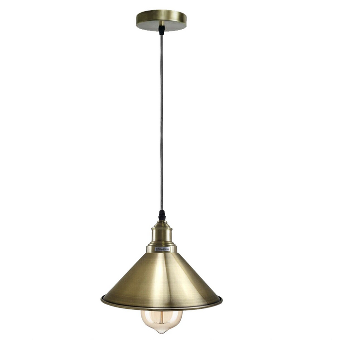 Industrial Vintage single ceiling Pendant Lighting Metal cone Green Brass Lampshade E27 UK Holder