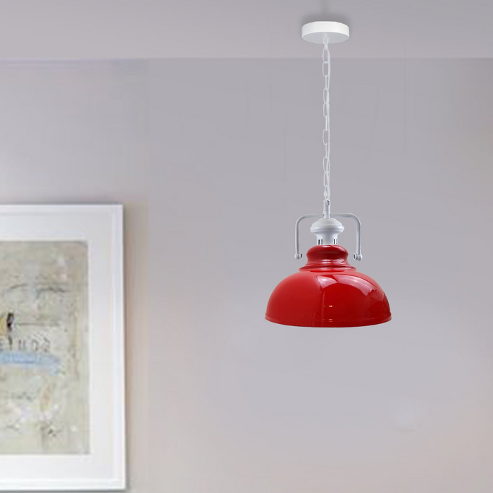 Industrial vintage Retro Indoor Hanging Ceiling Metal Red Pendant Light E27 UK Holder