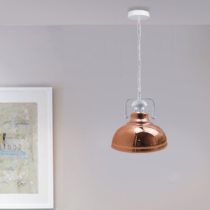 Industrial vintage Retro Indoor Hanging Ceiling Metal Rose Gold Pendant Light E27 UK Holder