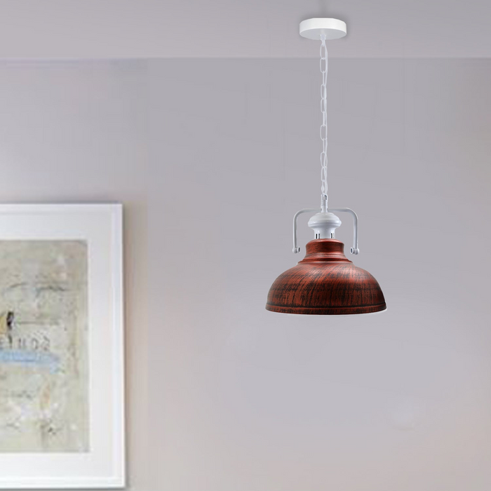 Industrial vintage Retro Indoor Hanging Ceiling Metal Rustic Red Pendant Light E27 UK Holder