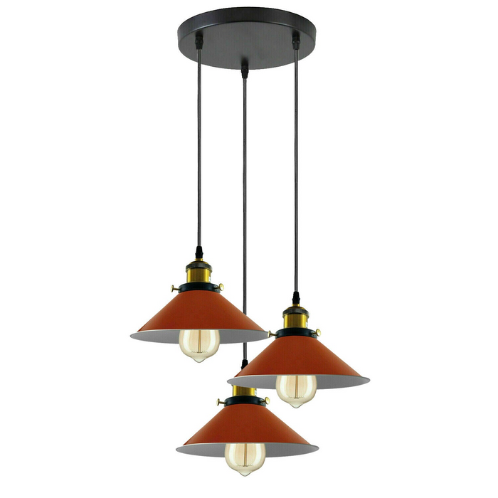 Industrial Vintage Metal Pendant Light Shade Chandelier Retro Ceiling Orange LampShade